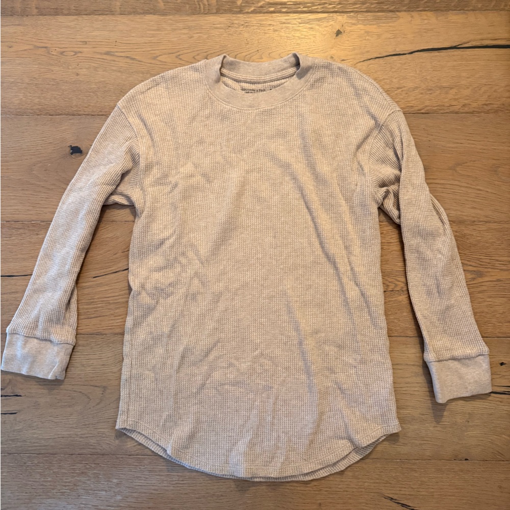 Abercrombie & Fitch Henley Beige Long Sleeve Top